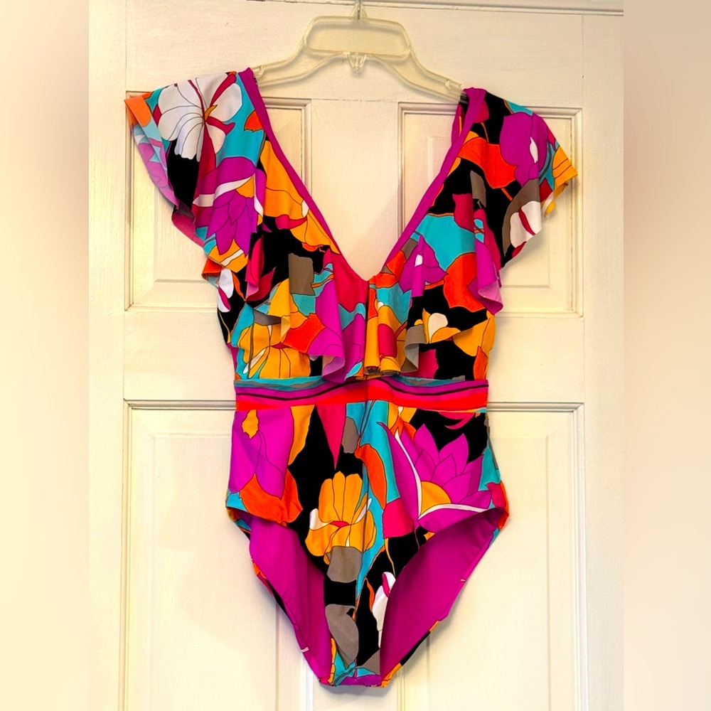 Trina Turk Gemini‎ One Piece Swimsuit with Ruffled Top